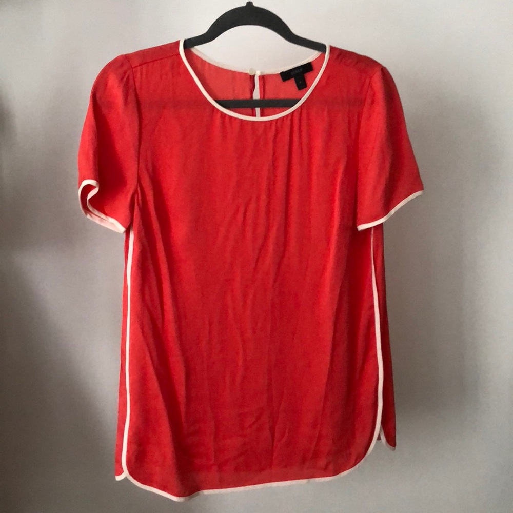 JCrew Oversized Red Shirt with White Piping